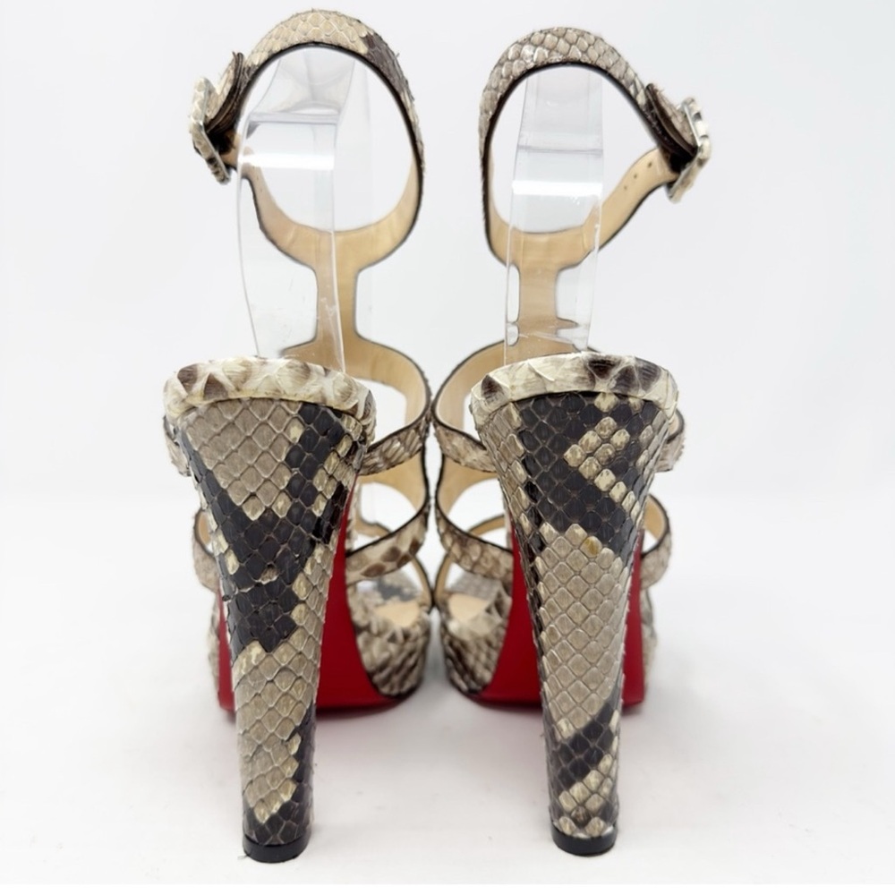 Christian Louboutin Snakeskin Heels - Beige and Dark Brown - Picture 4 of 7